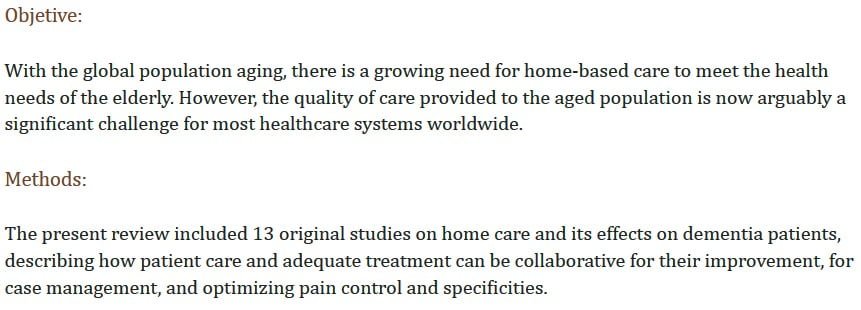 Home care for the elderly with dementia: a systematic review